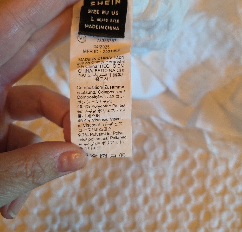 White Ruffled Cap Sleeve Linen Top Lg - Picture 3 of 3